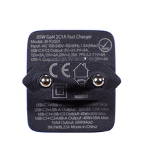 Заредете изображение във визуализатора на галерията – Joyroom fast charger GaN 65W USB, 2x USB C black + USB C cable - USB C 100W 1.2m (TCG01)
