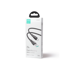 Заредете изображение във визуализатора на галерията – Joyroom USB cable - micro USB 2.4A Surpass Series for fast charging and data transfer 1.2 m black (S-UM018A11)
