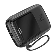 Заредете изображение във визуализатора на галерията – Power bank baseus qpow - 10 000mah lcd quick charge pd15w with cable to lightning 8-pin black ppqd-b01 - TopMag
