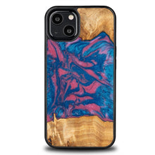 Заредете изображение във визуализатора на галерията – Bewood Unique Vegas wood and resin case for iPhone 13 - pink and blue
