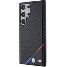 Заредете изображение във визуализатора на галерията – Original Case BMW hardcase Carbon Tricolor Line MagSafe BMHMS24L23PUDTK for Samsung Galaxy S24 Ultra Black
