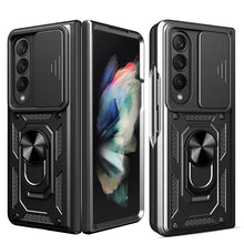 Заредете изображение във визуализатора на галерията – Hybrid Armor Camshield case for Samsung Galaxy Z Fold 4 armored case with camera cover black
