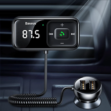 Заредете изображение във визуализатора на галерията – Wireless Bluetooth FM transmitter with charger Baseus S-16 (Overseas edition) - black
