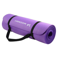 Заредете изображение във визуализатора на галерията – Wozinsky exercise mat 181 x 63 x 0.9 cm thick gymnastic yoga mat purple
