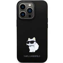Заредете изображение във визуализатора на галерията – Original Pouch KARL LAGERFELD hardcase Silicone C Metal Pin KLHCP13LSMHCNPK for Iphone 13 Pro black
