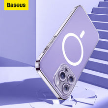 Заредете изображение във визуализатора на галерията – Baseus Crystal Magnetic Case for iPhone 14 Pro thin MagSafe cover + transparent glass
