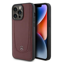 Заредете изображение във визуализатора на галерията – Original Case MERCEDES Leather Urban Bengale MEHCP15LARMRE for Iphone 15 Pro Red
