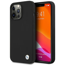 Заредете изображение във визуализатора на галерията – Case BMW BMHCP13LMSILBK iPhone 13 Pro / 13 6.1" black/black hardcase Silicone Signature
