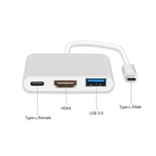 Заредете изображение във визуализатора на галерията – Adapter - Type C to HDMI 4K*2K, USB, USB Type C - metal 0,25 metres white

