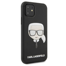 Заредете изображение във визуализатора на галерията – Original Pouch KARL LAGERFELD - Iconic Karl Embossed &amp; Glitter Case KLHCN61GLBK - Iphone 11 Black
