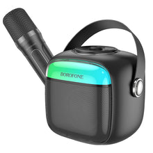 Заредете изображение във визуализатора на галерията – Borofone Portable Bluetooth Speaker BP15 Dazzling mini karaoke with microphone black
