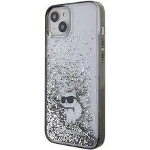 Заредете изображение във визуализатора на галерията – Karl Lagerfeld Liquid Glitter Choupette case for iPhone 15 Plus - transparent
