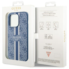 Заредете изображение във визуализатора на галерията – Guess GUHMP14XP4RPSB iPhone 14 Pro Max 6.7" blue/blue hardcase 4G Printed Stripes MagSafe
