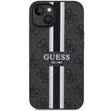 Заредете изображение във визуализатора на галерията – Guess GUHMP14MP4RPSK iPhone 14 Plus 6.7" black/black hardcase 4G Printed Stripes MagSafe
