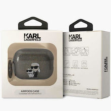 Заредете изображение във визуализатора на галерията – Karl Lagerfeld KLAP2HNKCTGK Airpods Pro 2 cover black/black Gliter Karl&amp;Choupette
