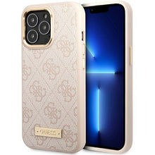 Заредете изображение във визуализатора на галерията – Guess GUHMP14LU4GPRP iPhone 14 Pro 6.1" pink/pink hard case 4G Logo Plate MagSafe
