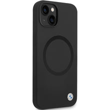 Заредете изображение във визуализатора на галерията – Original Case BMW Signature Liquid Silicone MagSafe BMHMP14SSILBK2 for Iphone 14 Black
