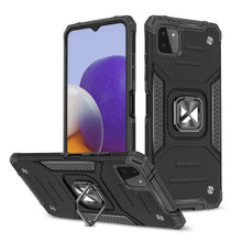 Заредете изображение във визуализатора на галерията – Wozinsky Ring Armor Case Kickstand Tough Rugged Cover for Samsung Galaxy A22 4G black
