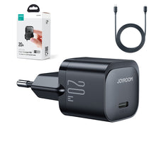 Заредете изображение във визуализатора на галерията – Mini USB C Charger 20W PD with USB C Cable - Lightning Joyroom JR-TCF02 | black
