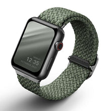 Заредете изображение във визуализатора на галерията – UNIQ pasek Aspen Apple Watch 40/38/41mm Series 4/5/6/7/8/SE/SE2 Braided zielony/cypress green
