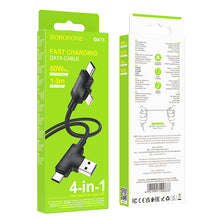 Заредете изображение във визуализатора на галерията – Borofone Cable BX73 4 in 1 - USB + Type C to Type C + Lightning - 5A 1 metre black

