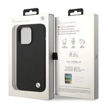 Заредете изображение във визуализатора на галерията – BMW Silicone Metal Logo case for iPhone 15 Pro - black
