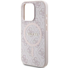 Заредете изображение във визуализатора на галерията – Original faceplate case GUESS GUHMP15LG4GFRP for iPhone 15 Pro (Magsafe / 4G Ring classic logo / pink)
