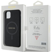 Заредете изображение във визуализатора на галерията – Original Case GUESS hardcase Saffiano MagSafe GUHMN61PSAHMCK for Iphone 11/ Xr black
