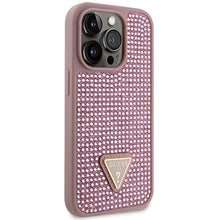 Заредете изображение във визуализатора на галерията – Original Case GUESS Rhinestone Triangle hardcase GUHCP14LHDGTPP for Iphone 14 Pro pink
