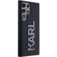 Заредете изображение във визуализатора на галерията – Karl Lagerfeld 3D Rubber Glitter Logo case for Samsung Galaxy S23 Ultra - black
