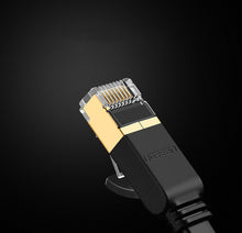 Заредете изображение във визуализатора на галерията – Ugreen Flat Cable Internet Network Cable Ethernet Patchcord RJ45 Cat 7 STP LAN 10 Gbps 3m Black (NW106 11262)
