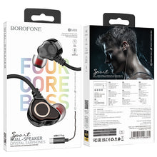 Заредете изображение във визуализатора на галерията – Borofone Earphones BM88 Sea with microphone Type C black
