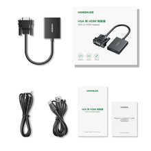 Заредете изображение във визуализатора на галерията – Ugreen cable adapter cable VGA (male) - HDMI (female) 0.15m black (CM513)
