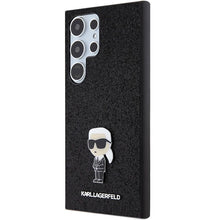 Заредете изображение във визуализатора на галерията – Karl Lagerfeld Fixed Glitter Ikonik Logo Metal Pin Case for Samsung Galaxy S24 Ultra - Black
