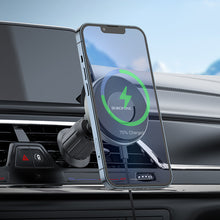 Заредете изображение във визуализатора на галерията – Borofone Car holder BH202 Seaside magnetic with induction charging to air vent mount for Magsafe black
