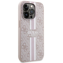 Заредете изображение във визуализатора на галерията – Original Case GUESS 4G Printed Stripes MagSafe GUHMP15XP4RPSP for Iphone 15 Pro Max pink
