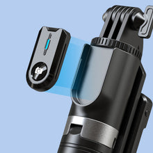 Заредете изображение във визуализатора на галерията – Selfie Stick - with detachable bluetooth remote control, tripod and LED light - P100D BLACK
