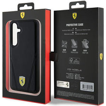 Заредете изображение във визуализатора на галерията – Original FERRARI hardcase Hot Stamp V Lines MagSafe FEHMS24SP3BAK for Samsung Galaxy  S24 Black
