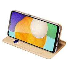 Заредете изображение във визуализатора на галерията – Dux Ducis Skin Pro Case for Samsung Galaxy A14 5G Flip Card Wallet Stand Gold
