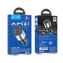 Заредете изображение във визуализатора на галерията – HOCO car charger USB QC + 2x Type C PD 95W Galloper NZ9 black
