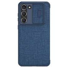 Заредете изображение във визуализатора на галерията – Nillkin Qin Cloth Pro Case for Samsung Galaxy S23+ Flip Cover Camera Cover blue
