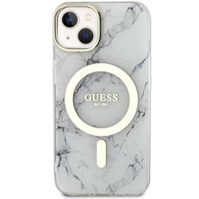 Заредете изображение във визуализатора на галерията – Original Case GUESS hardcase Marble MagSafe GUHMP14SPCUMAH for Iphone 14 white
