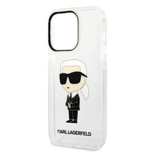 Заредете изображение във визуализатора на галерията – Original Pouch KARL LAGERFELD  Ikonik Karl Lagerfeld KLHCP14LHNIKTCT for Iphone 14 Pro transparent
