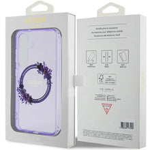 Заредете изображение във визуализатора на галерията – Guess IML Flowers Wreath MagSafe case for Samsung Galaxy S24 - purple
