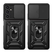 Заредете изображение във визуализатора на галерията – Hybrid Armor Camshield case for Samsung S23 FE with camera cover - black
