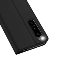 Заредете изображение във визуализатора на галерията – Dux Ducis Skin Pro case for Sony Xperia 5 IV flip cover card wallet stand black
