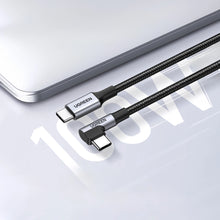 Заредете изображение във визуализатора на галерията – Ugreen US334 USB-C / USB-C 90º 480Mb/s 2m angled cable - black
