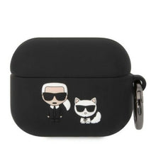 Заредете изображение във визуализатора на галерията – Karl Lagerfeld KLACAPSILKCK AirPods Pro cover black/black Silicone Karl &amp; Choupette
