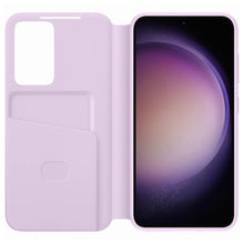 Заредете изображение във визуализатора на галерията – Samsung Smart View Wallet Case for Samsung Galaxy S23 Cover with Smart Flip Window Card Wallet Lilac (EF-ZS911CVEGWW)

