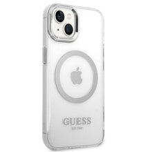 Заредете изображение във визуализатора на галерията – Guess GUHMP14SHTRMS iPhone 14 6.1" silver/silver hard case Metal Outline Magsafe
